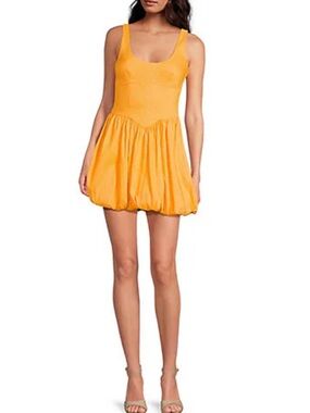 Gianni Bini Sedona Mini Dress 6 Apricot Linen Sleeveless Drop Waist Bubble Hem
